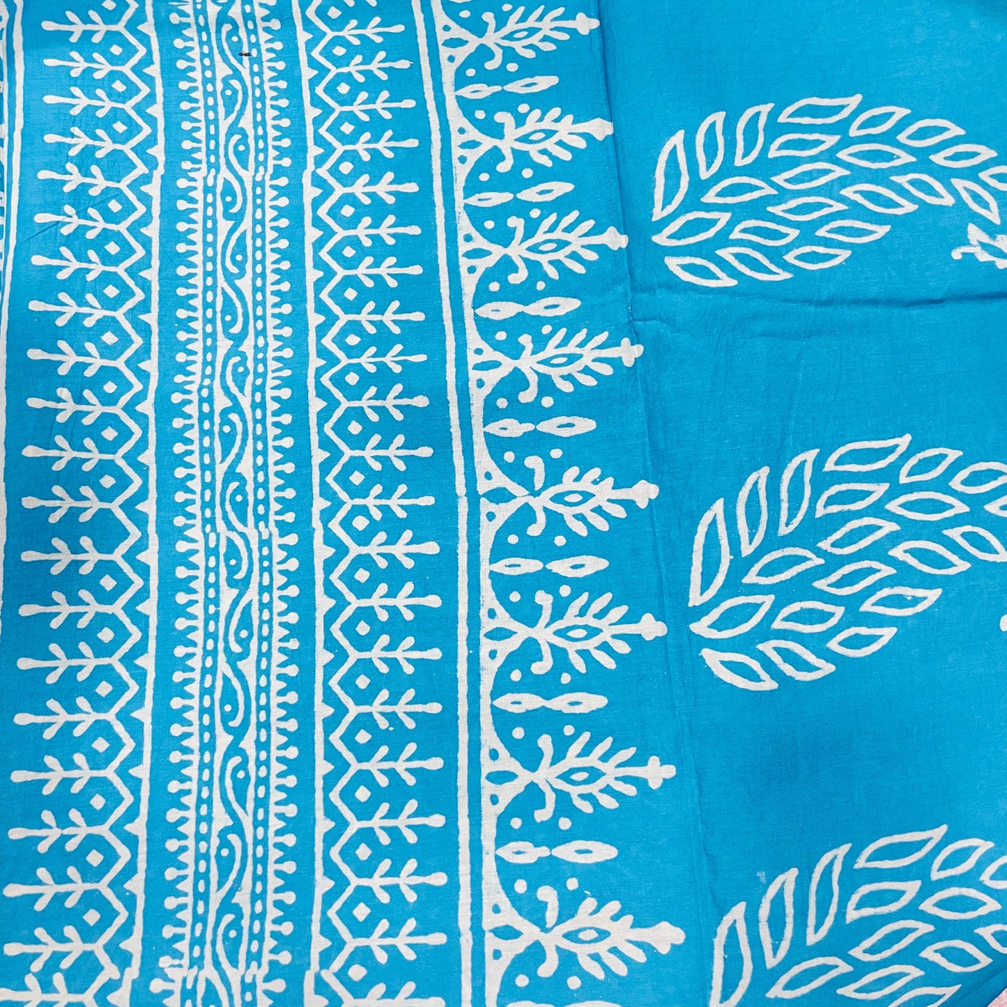 Soft Handblock Printed  Cotton Saree (BLUE)