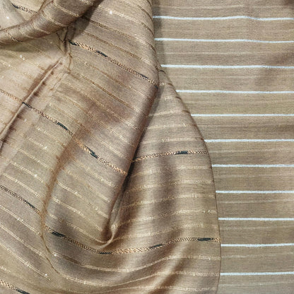 Soft Silk Cotton Saree with sequins Pallu (BROWN)