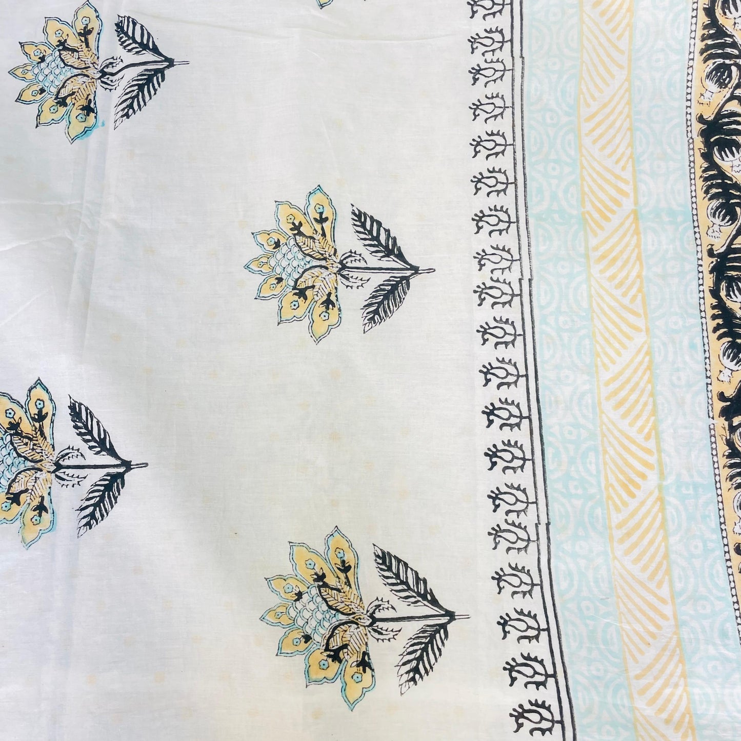 Soft Handblock Printed  Cotton Saree (MULTICOLOUR)