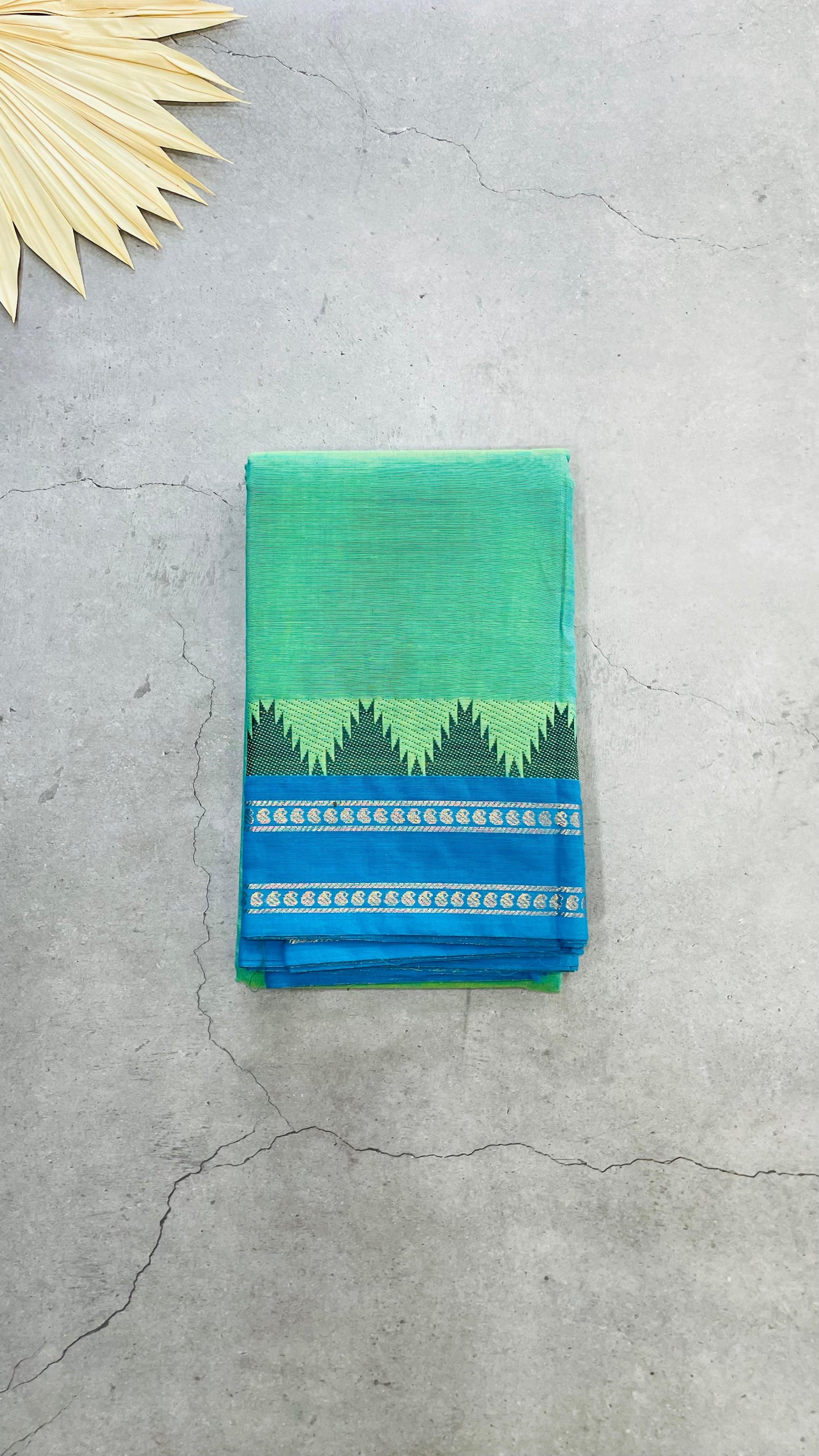 Chettinad Cotton Saree (BLUISH GREEN)