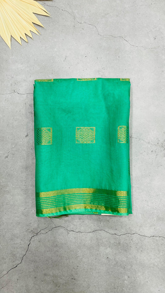 Soft Silk Cotton Saree (GREEN)