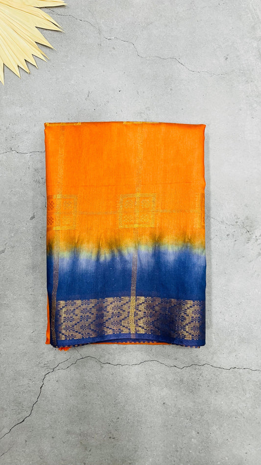 Soft Silk Cotton Saree (ORANGE)