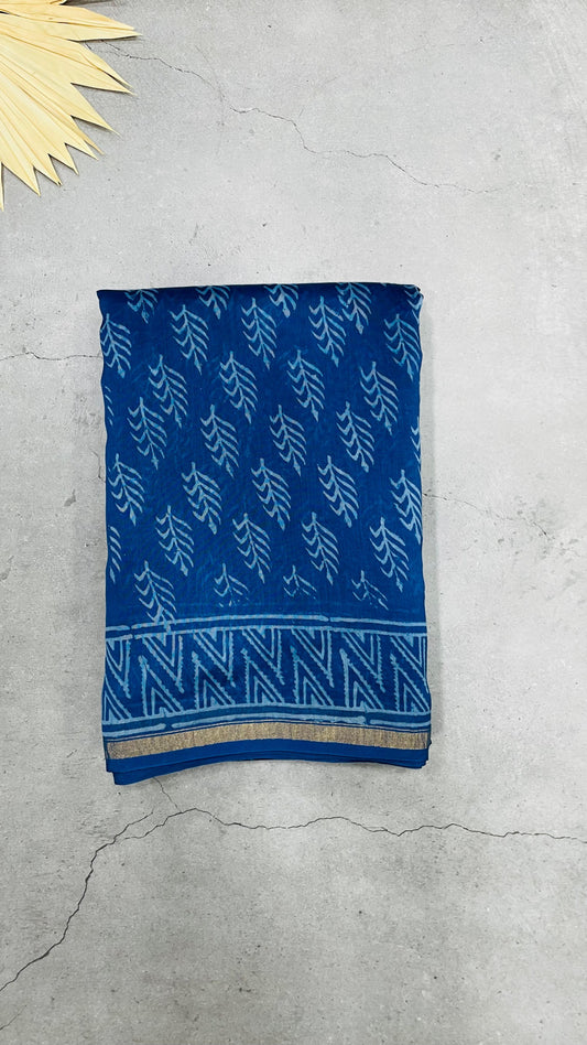 Chanderi Silk Saree (INDIGO)