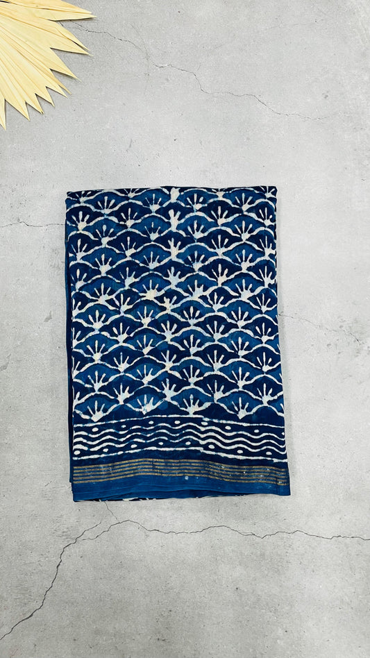 Chanderi Silk Saree (INDIGO)