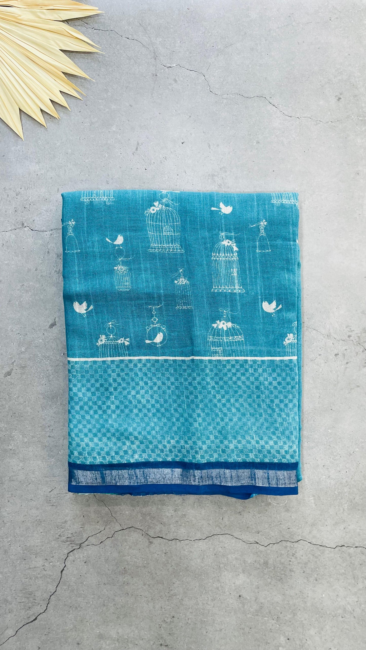 Soft Organic Linen Cotton Saree (BLUE)