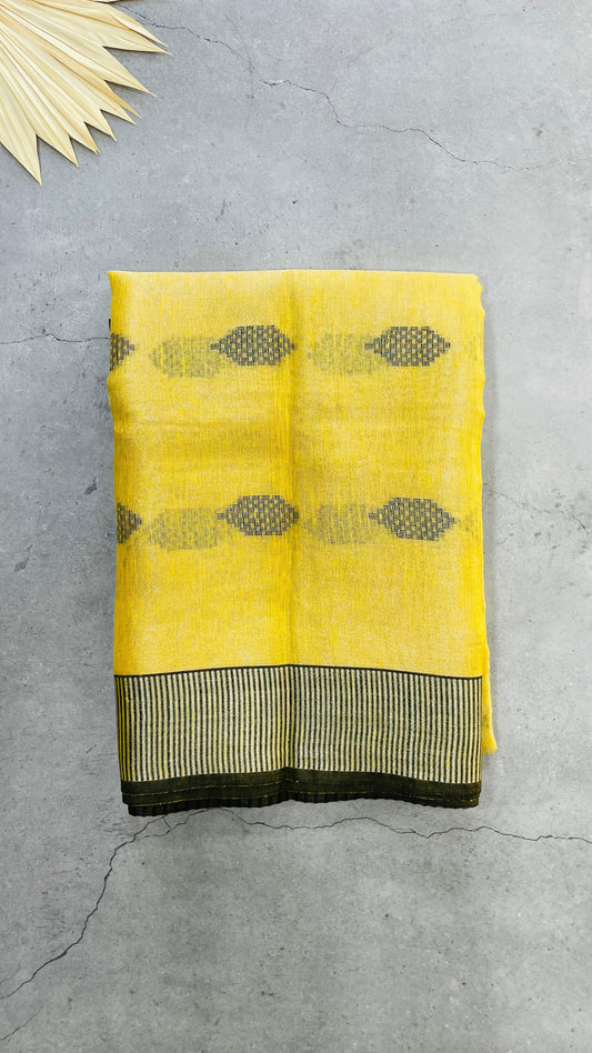 Tissue Linen Saree (YELLOW)