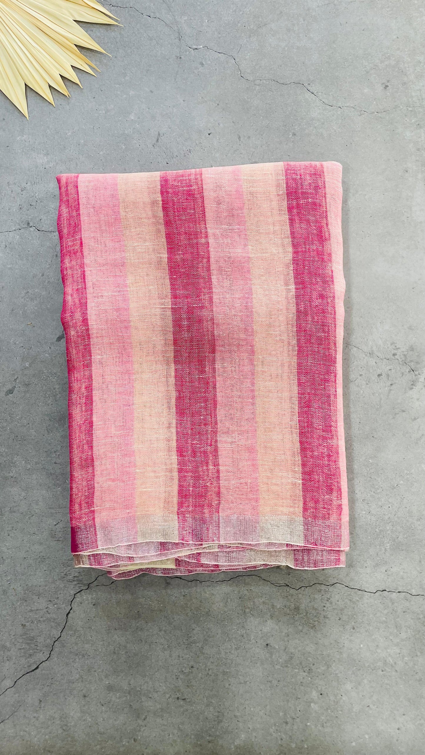 Pure Linen Saree (PINK)