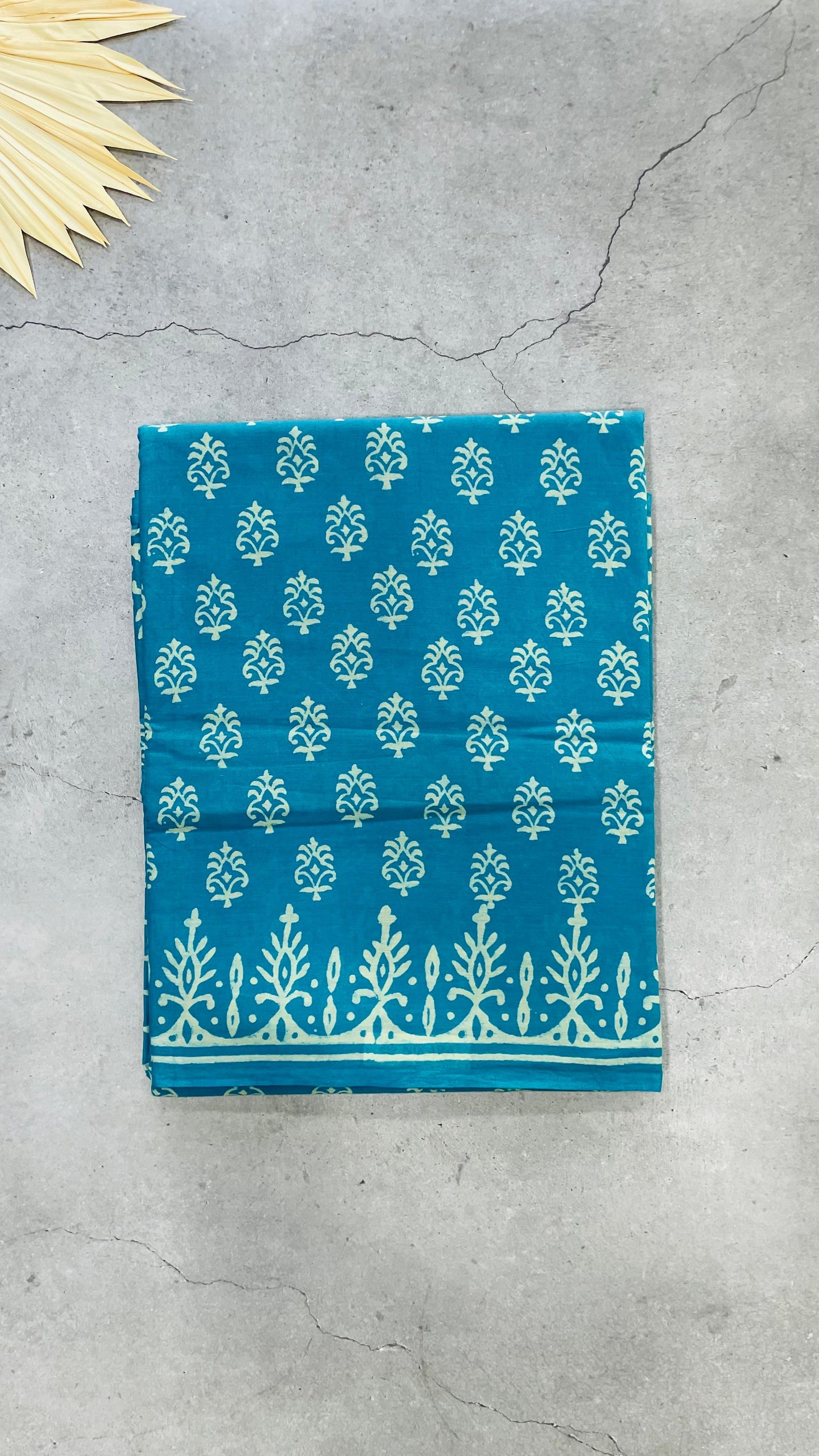 Soft Handblock Printed  Cotton Saree (BLUE)