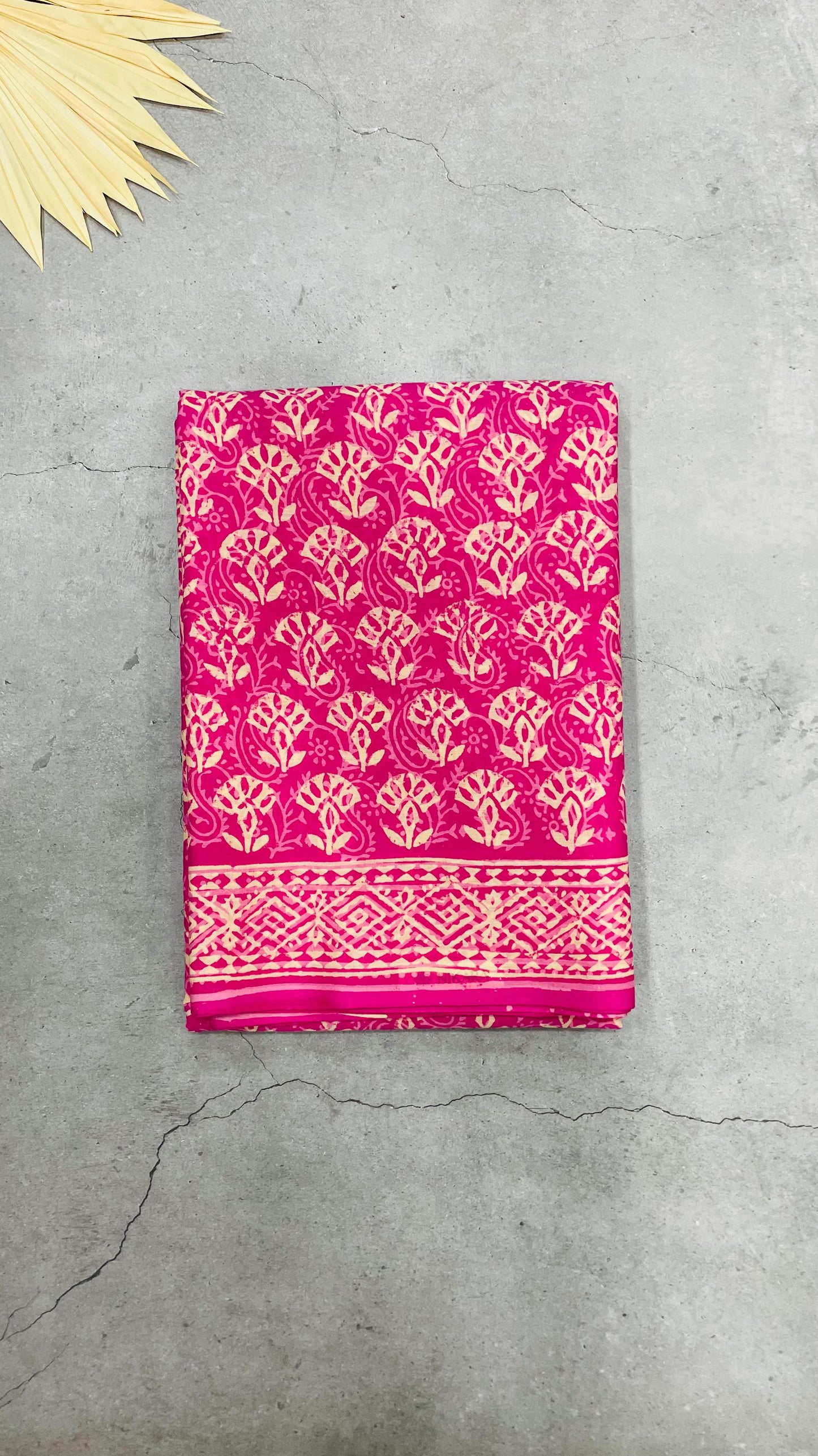 Soft Handblock Printed  Cotton Saree (PINK)