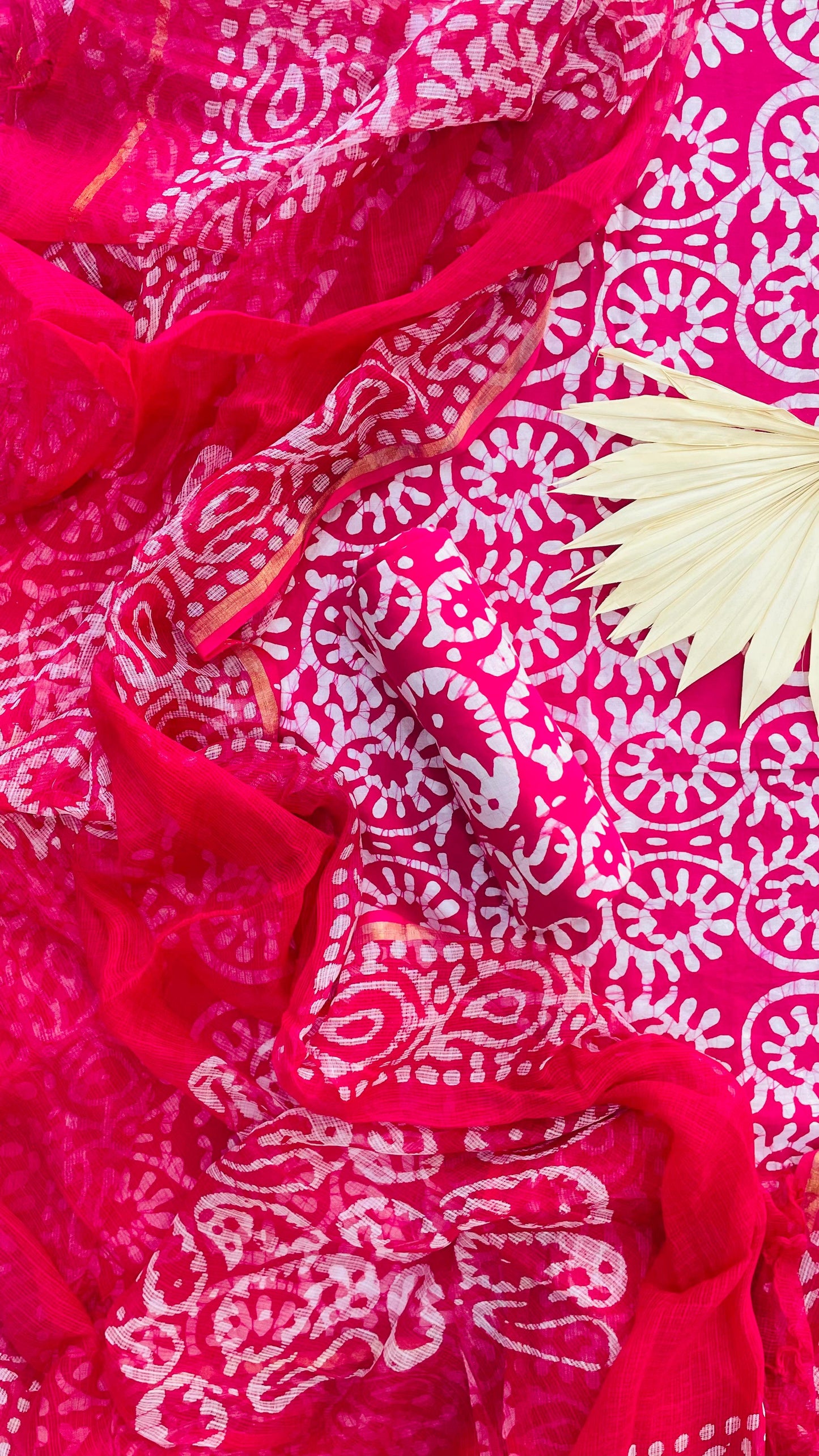 Soft Handblock Printed Cotton Salwar Suit with Kota Dupatta (PINK)