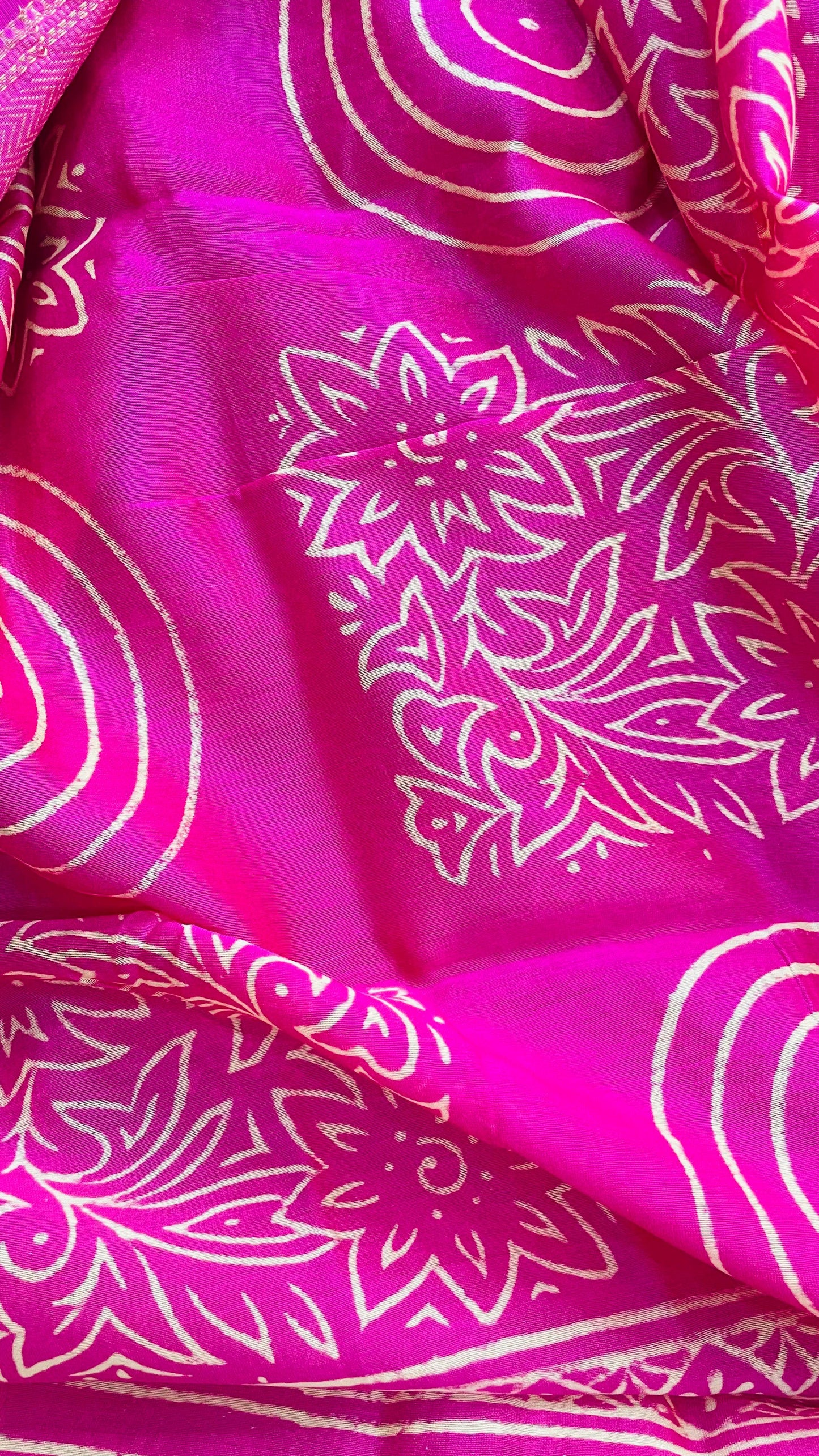 Maheswari Silk Handblock Printed Salwar Suit (PINK)