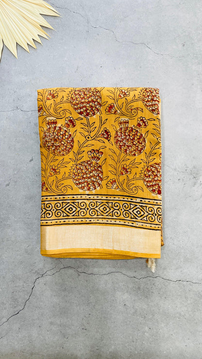 Soft Organic Linen Cotton Saree (BROWN)