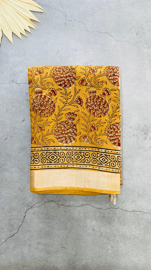 Soft Organic Linen Cotton Saree (BROWN)