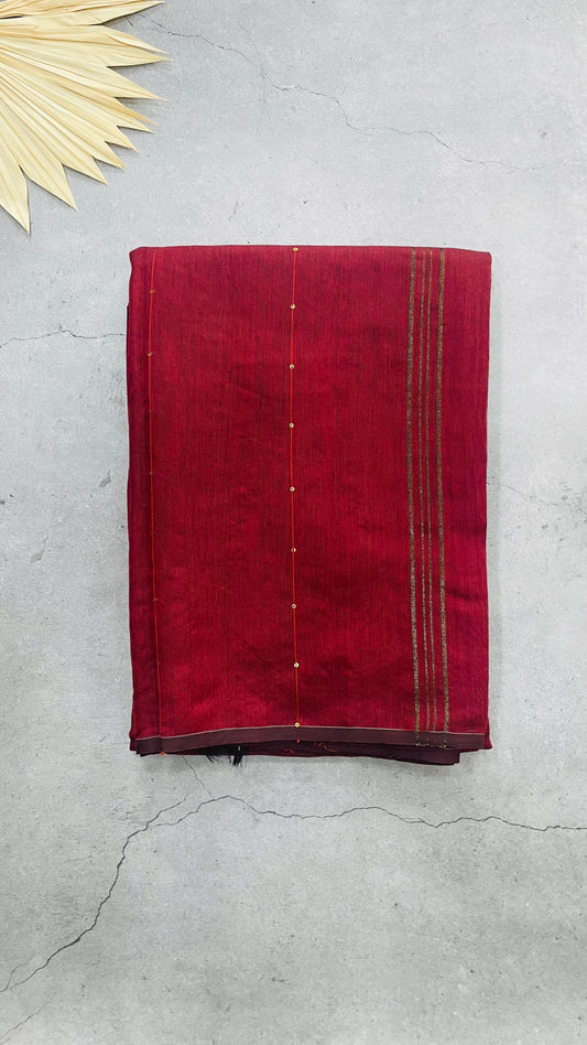 Cotton Saree with Sequins (MAROON)