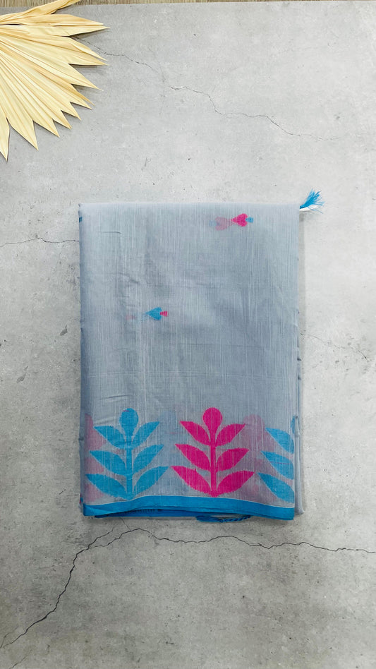 Soft Bengal Cotton Jamdani saree (BLUE)