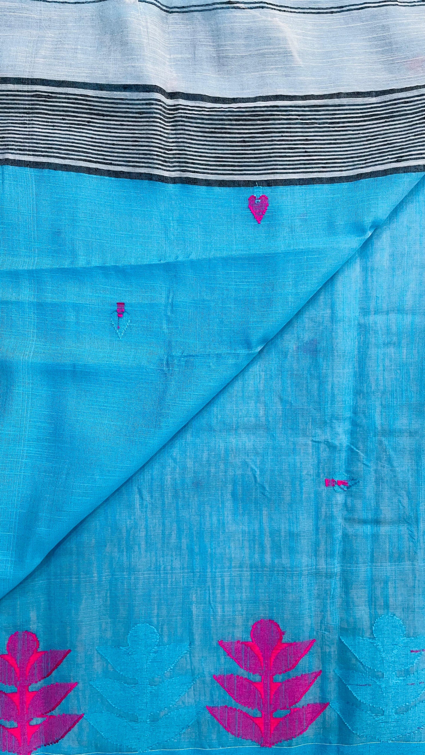 Soft Bengal Cotton Jamdani saree (BLUE)