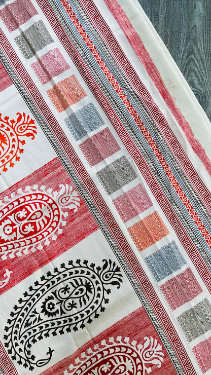 Soft Digital Printed Kashmiri Katan Silk Saree (OFF WHITE)
