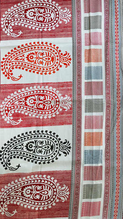 Soft Digital Printed Kashmiri Katan Silk Saree (OFF WHITE)