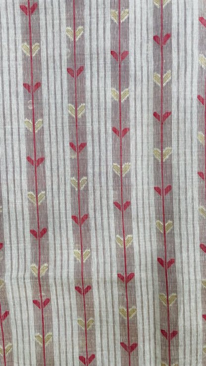 Soft Silk Cotton Jamdani Saree (CREAM & PEACH)