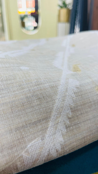 Soft Silk Cotton Jamdani Saree (CREAM & PEACH)