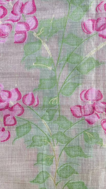 Soft Silk Cotton Floral weave Jamdani Saree (CREAM & PINK)