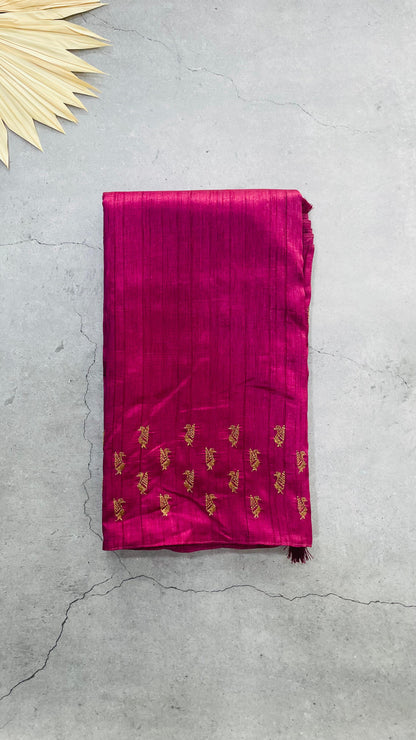 Soft Silk saree with Embroidery (MAGENTA)