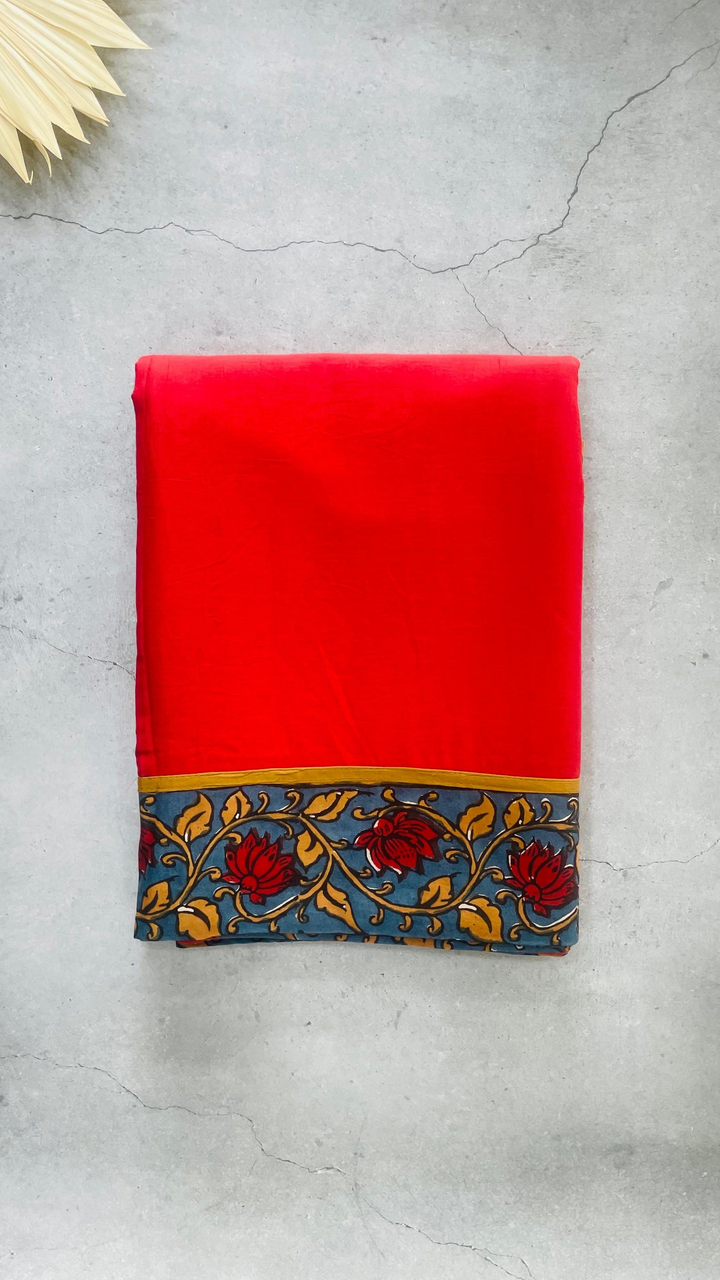 Soft Hand Block Printed Patch Mul Cotton Saree (RED)