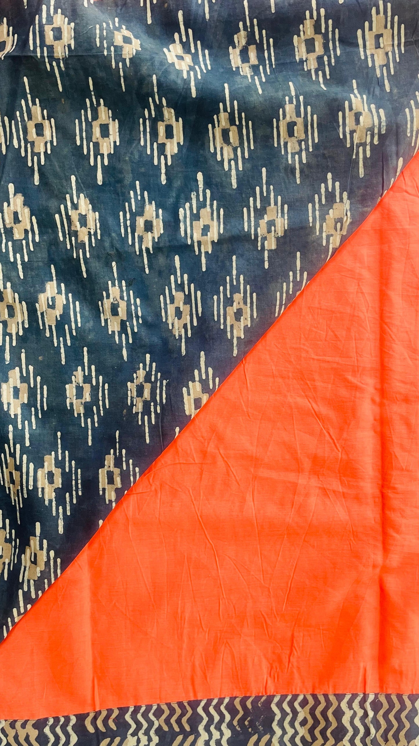 Soft Hand Block Printed Patch Mul Cotton Saree (PEACH)