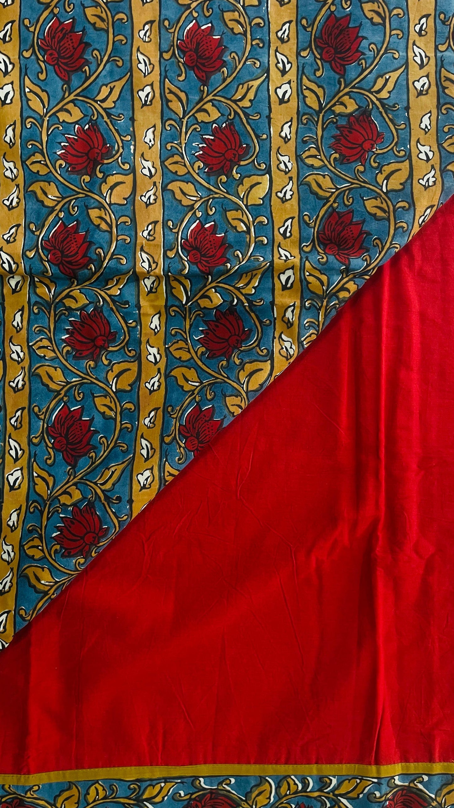 Soft Hand Block Printed Patch Mul Cotton Saree (RED)