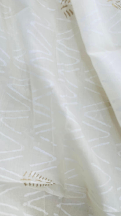Soft Handblock Printed Cotton Salwar Suit with Resham Border and Khari Print (OFF WHITE)