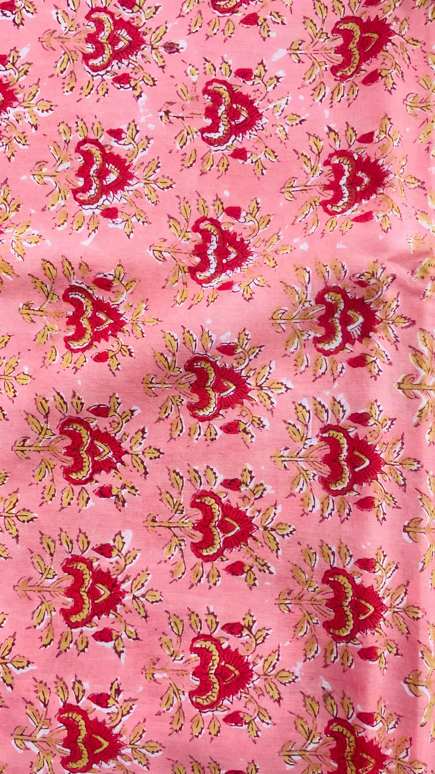 Soft Handblock Printed Cotton Salwar Suit with Chanderi Dupatta (PINK)