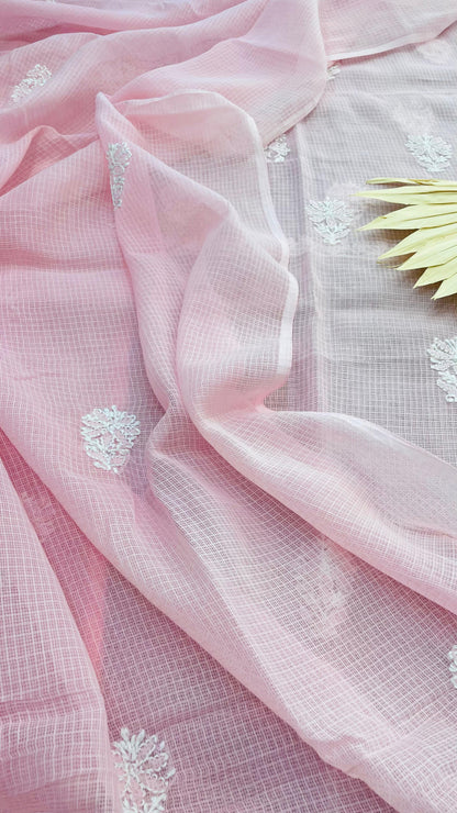 Lucknowi Hand Embroidery Kota Cotton Chikankari Salwar Suit (PINK)