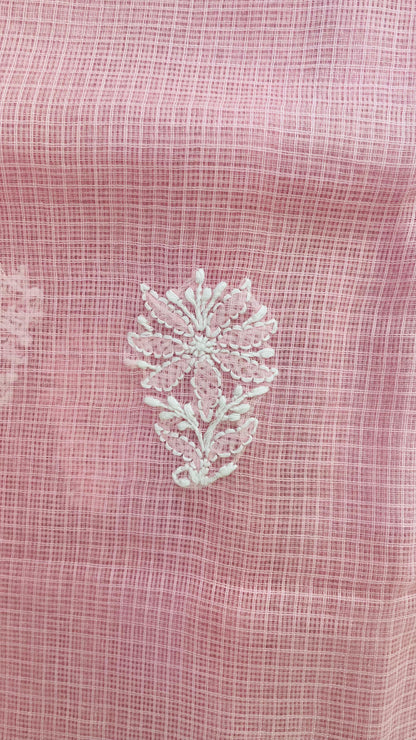 Lucknowi Hand Embroidery Kota Cotton Chikankari Salwar Suit (PINK)