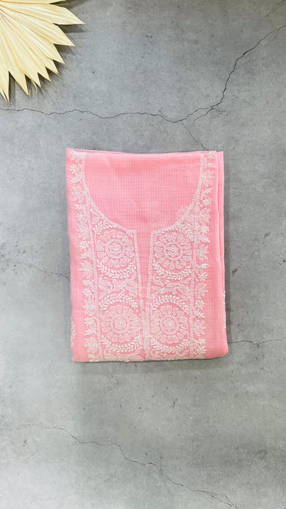 Lucknowi Hand Embroidery Kota Cotton Chikankari Salwar Suit (PINK)