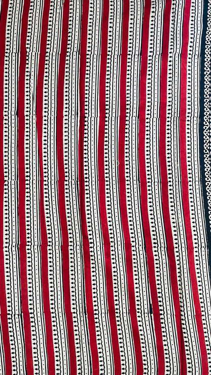 Soft Handblock Printed  Cotton Saree (OFF WHITE & MAROON)