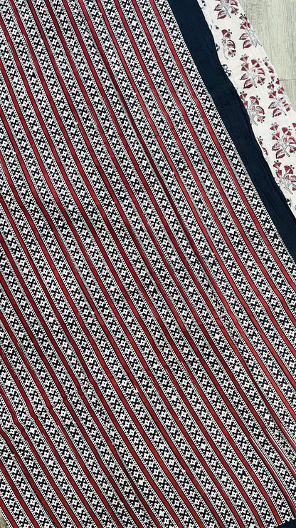 Soft Handblock Printed  Cotton Saree (OFF WHITE & MAROON)