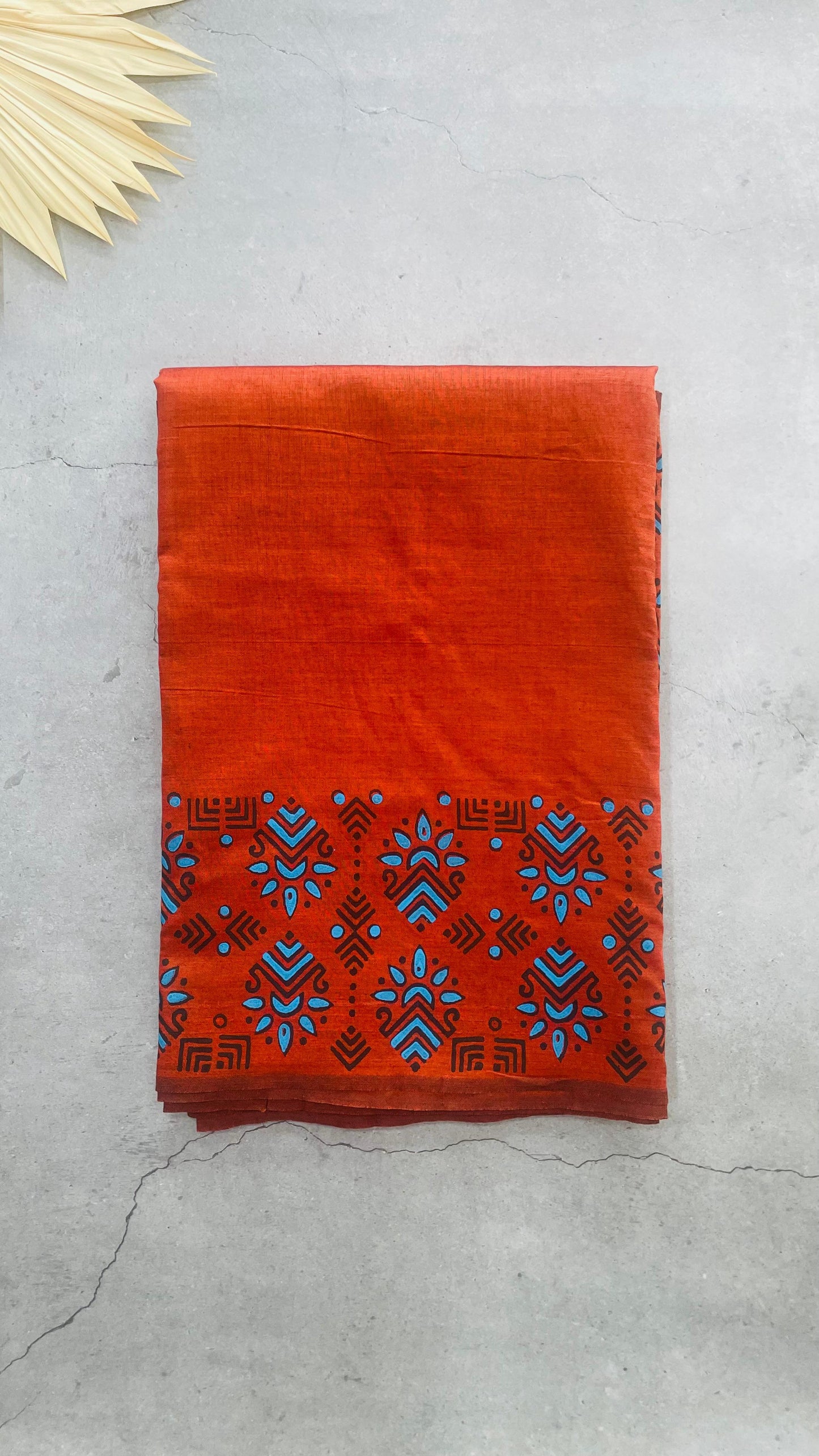 Soft Silk Cotton Hand block Printed Saree (COPPER)