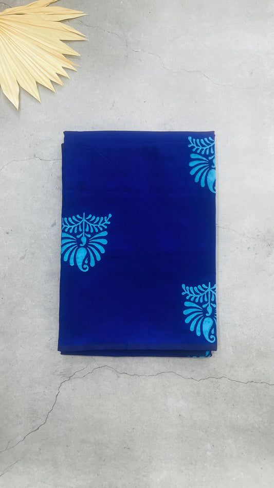 Soft Silk Cotton Hand block Printed Saree (PURPLE)