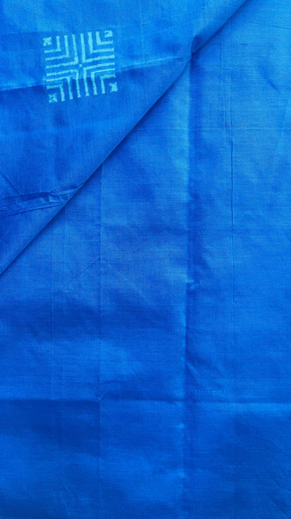 Soft Silk Cotton Hand block Printed Saree (BLUE)