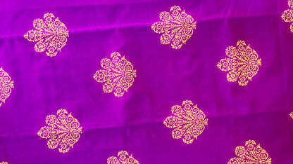 Soft Silk Cotton Hand block Printed Saree (DARK PINK)