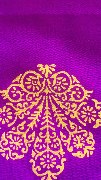 Soft Silk Cotton Hand block Printed Saree (DARK PINK)