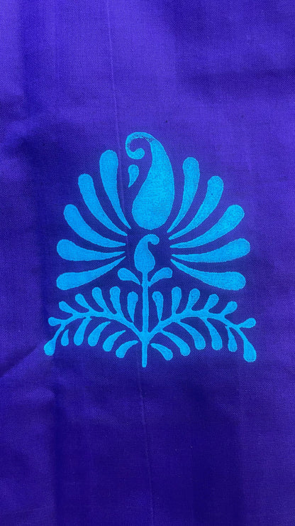 Soft Silk Cotton Hand block Printed Saree (PURPLE)
