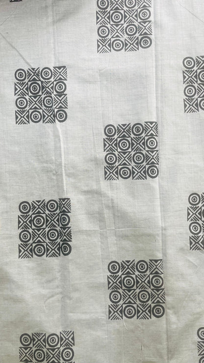 Soft Silk Cotton Hand block Printed Saree (GREY)