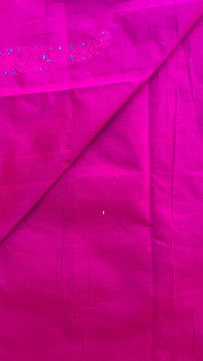 Soft Silk Cotton Hand block Printed Saree (PINK)