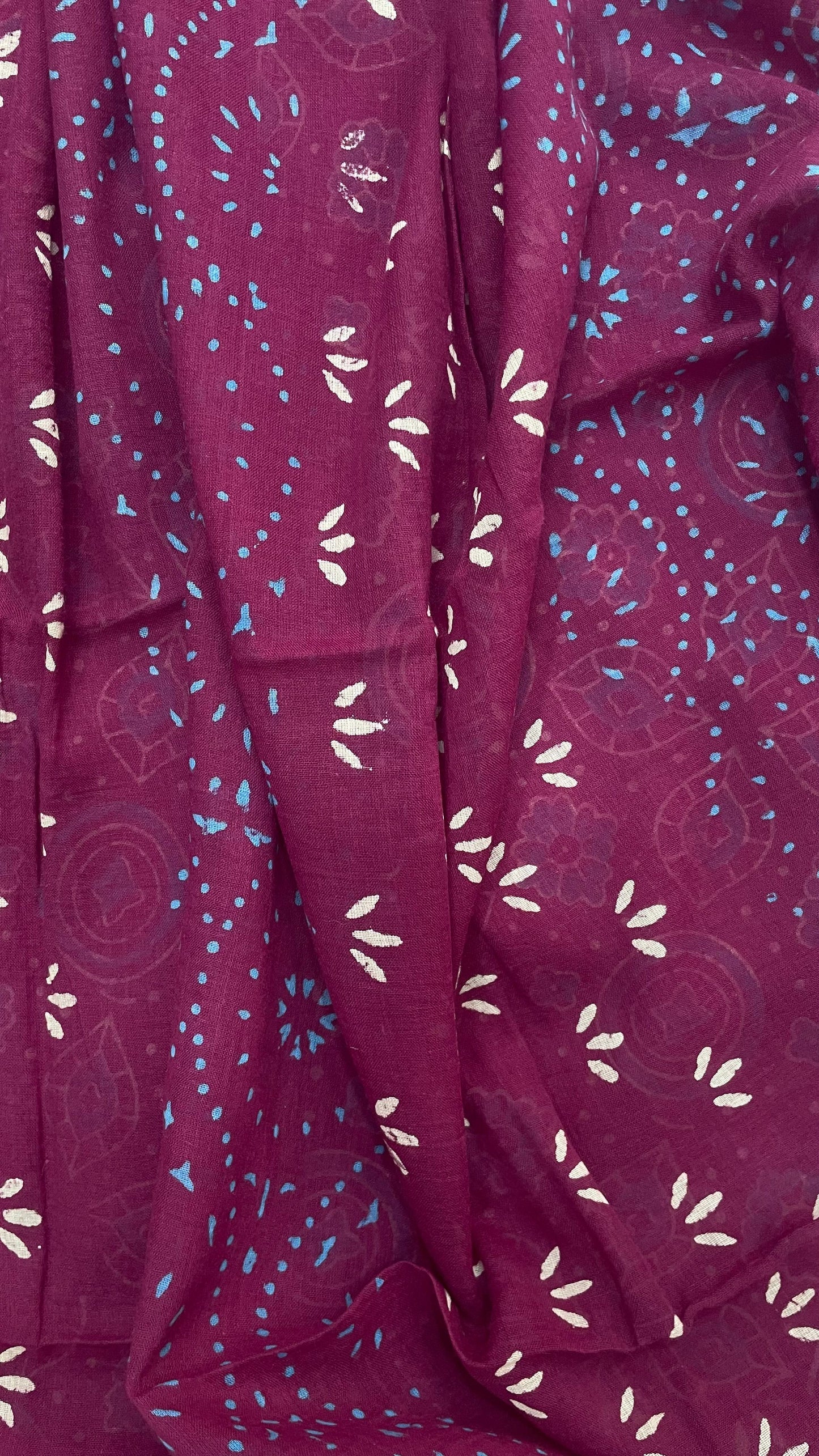 Soft Handblock Printed Cotton Salwar Suit with Mulmul Dupatta (MAROON)