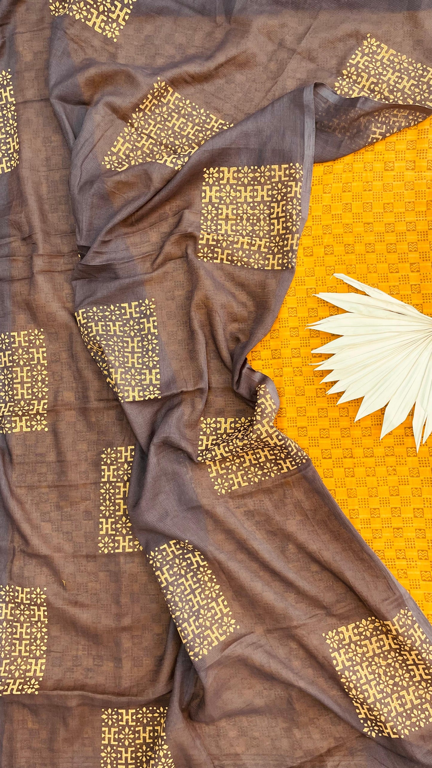 Cotton Salwar Suit with hand crafted Dupatta (MUSTRAD & BROWN )