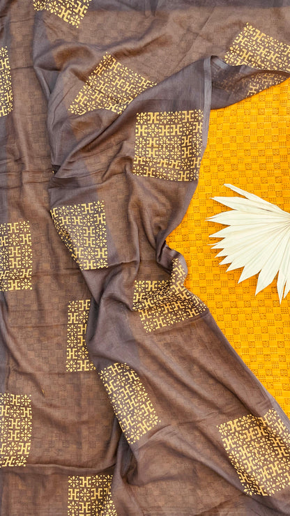 Cotton Salwar Suit with hand crafted Dupatta (MUSTRAD & BROWN )