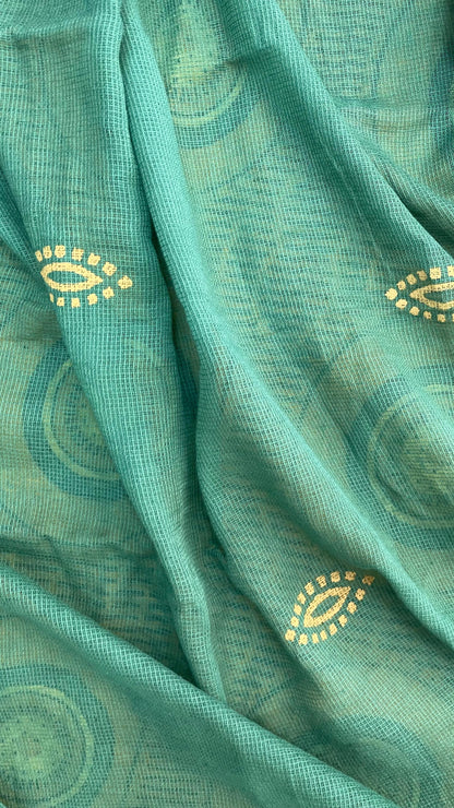 Pure Ajrak Salwar Suit with hand crafted Dupatta (GREEN & MUSTRAD)