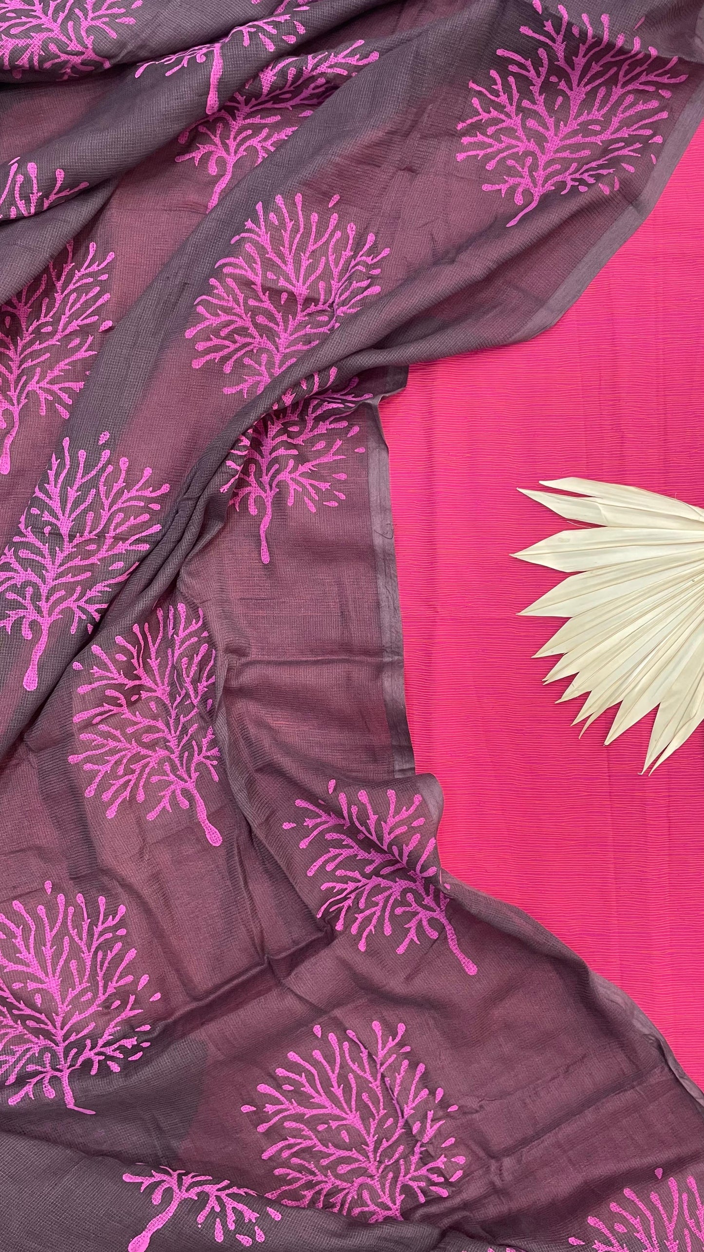 Mangalgiri Cotton Salwar Suit with hand crafted Dupatta ( PINK & BROWN)