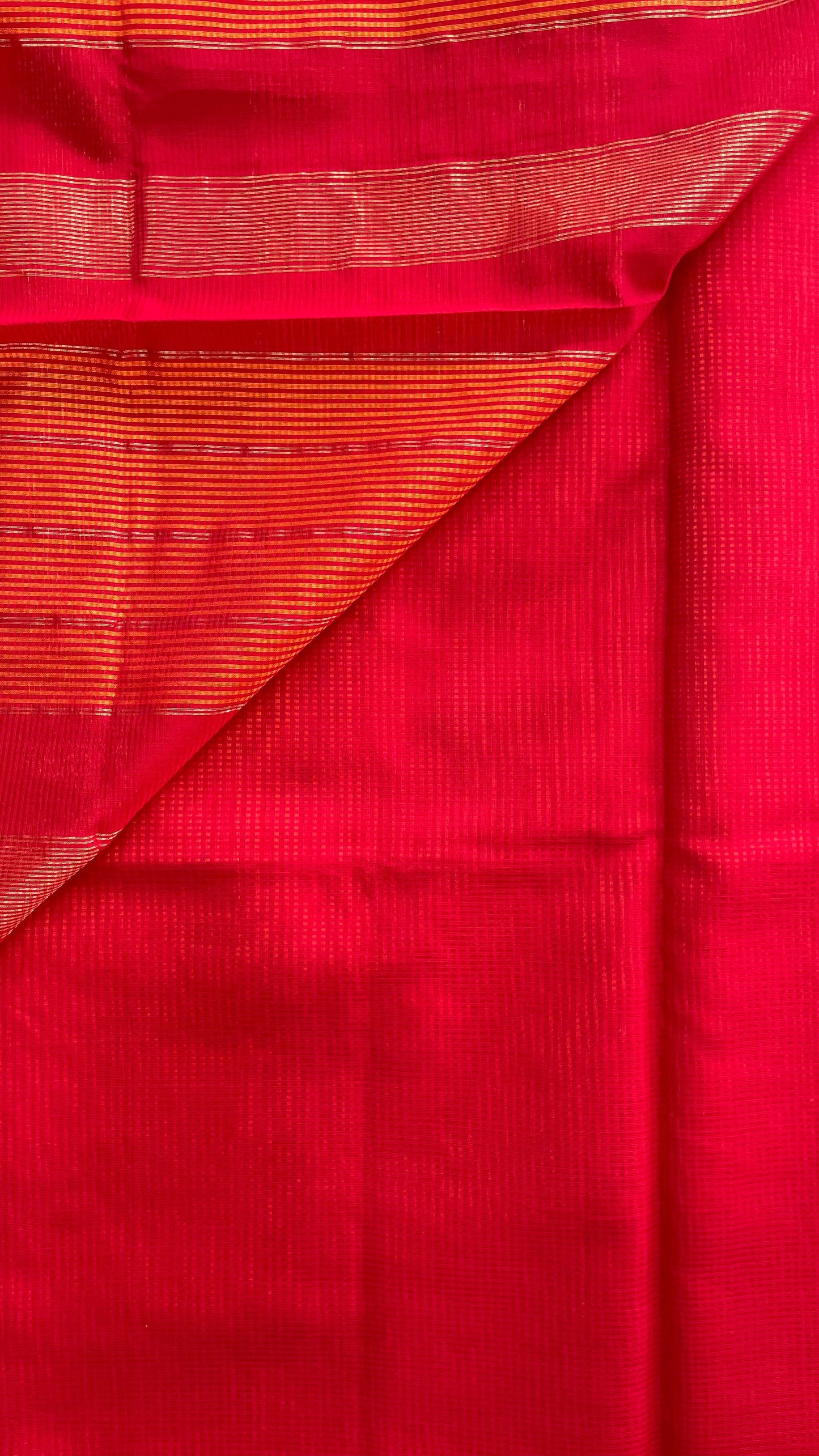 Handwoven Maheshwari Silk Cotton Saree with checks (RED & ORANGE)